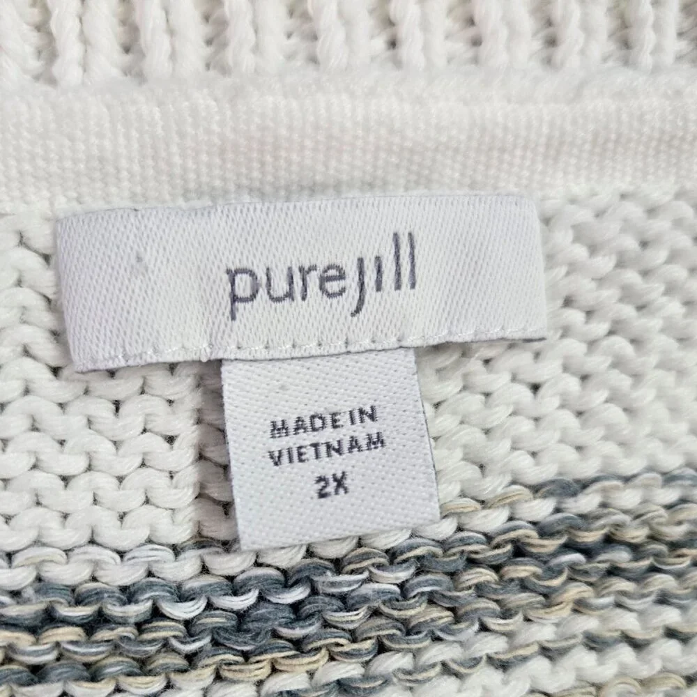 J. Jill Pure Jill Ivory Marled Stripe Raglan Sleeve Scoop Neck Sweater Boho - Picture 7 of 8